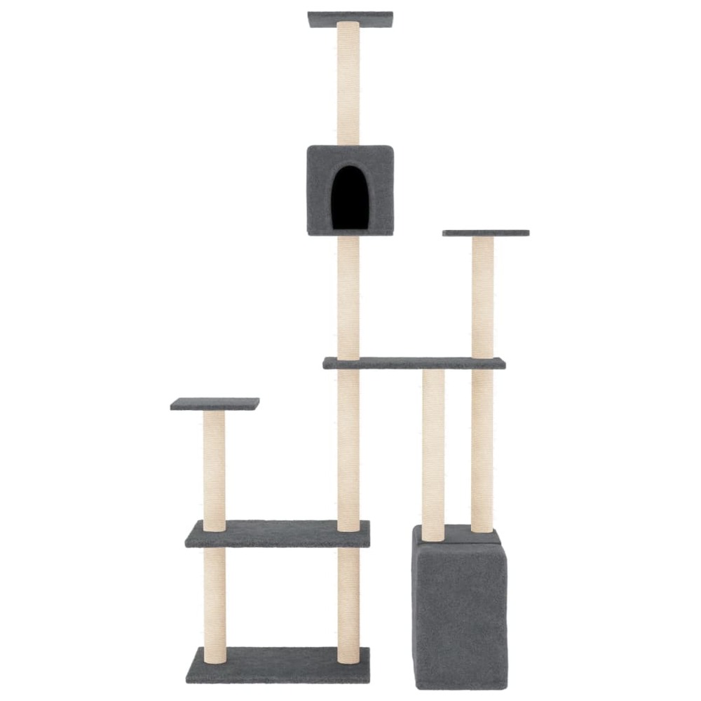 Arbre à chat avec griffoirs en sisal gris foncé 180 cm