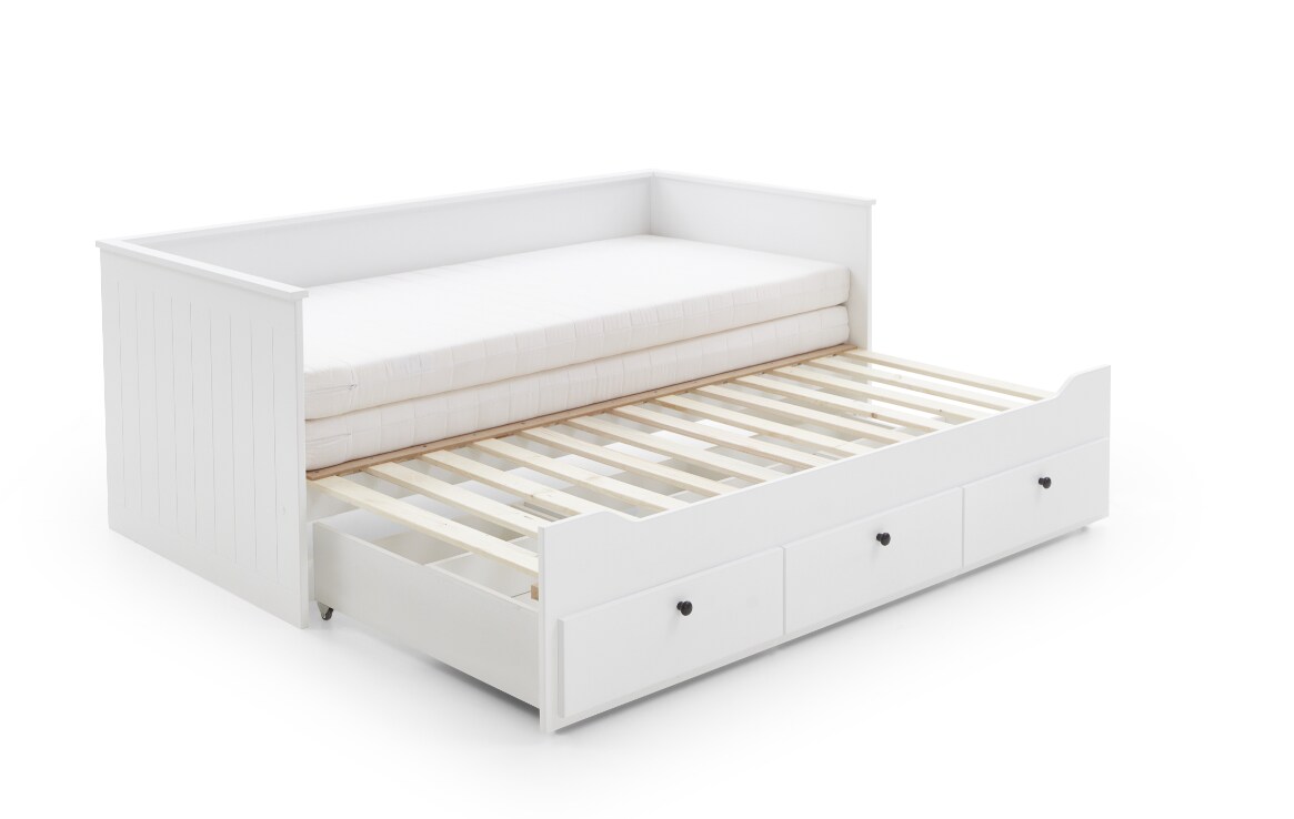 Relita - Funktionsbett KIRA 90/180x200 inkl. Lattenrost und 3 Schubladen MDF weiß