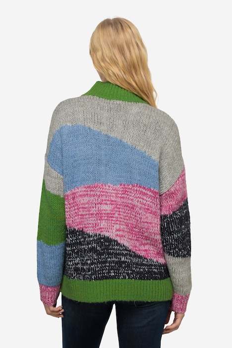 Rollkragen-Pullover, Colorblocking