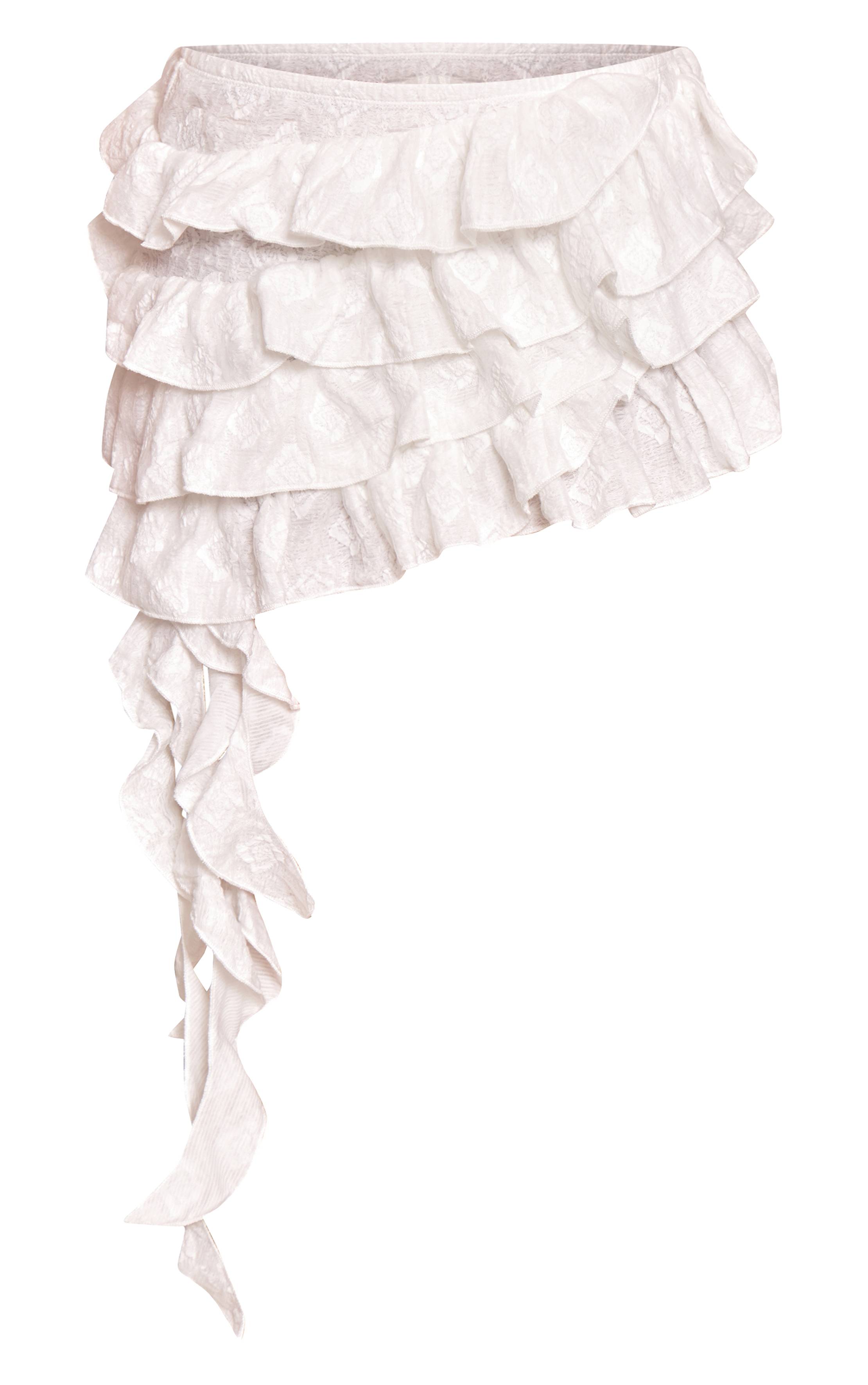 Blanc Mini Jupe Rara Étagée Texturée