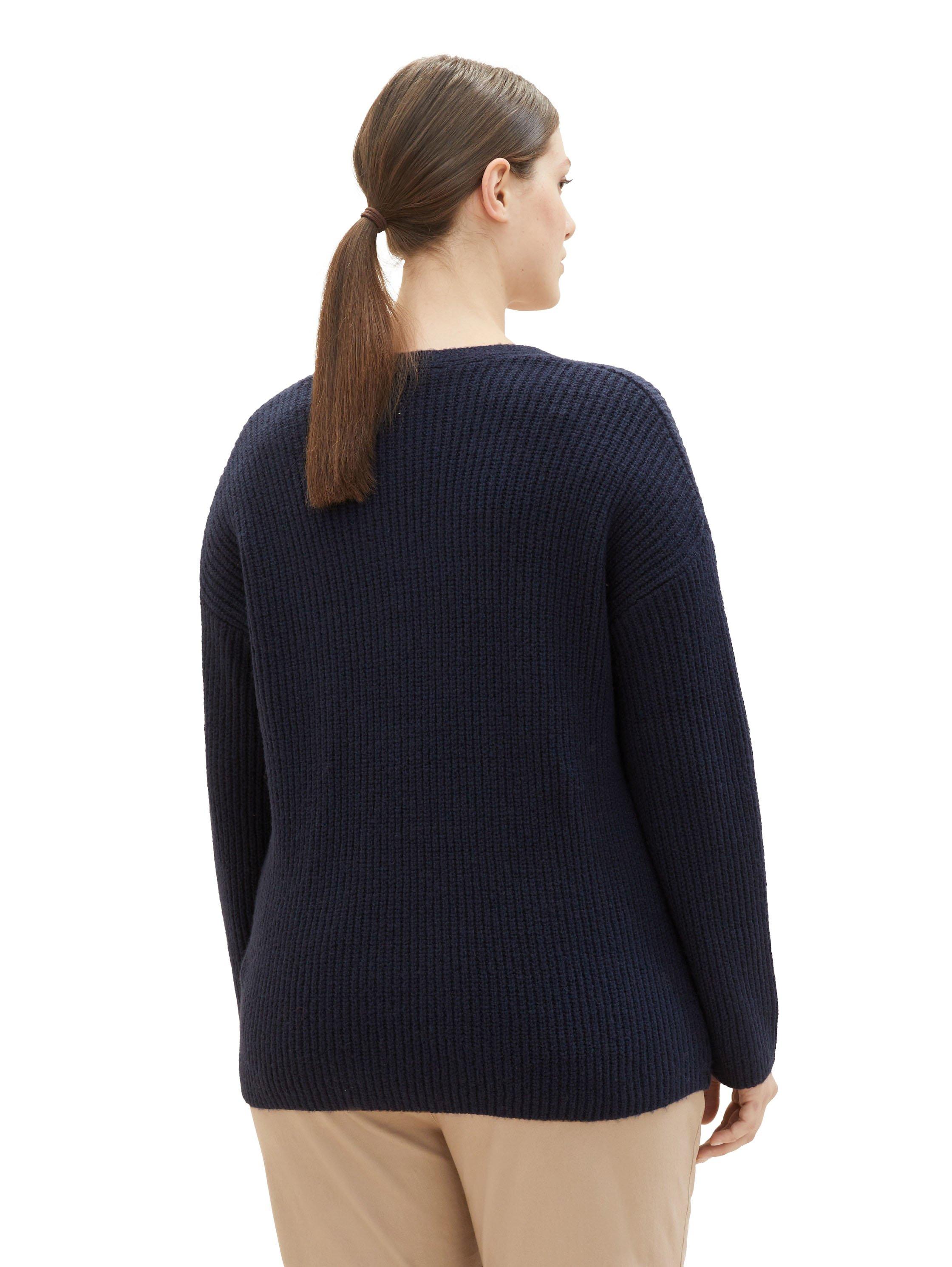 Strickpullover in Rippstruktur, mit V-Ausschnitt
