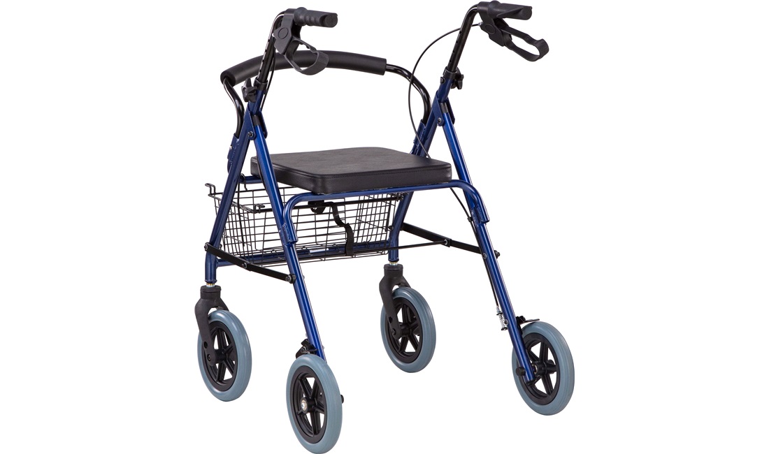 Rollator aluminium med kurv og ryglæn