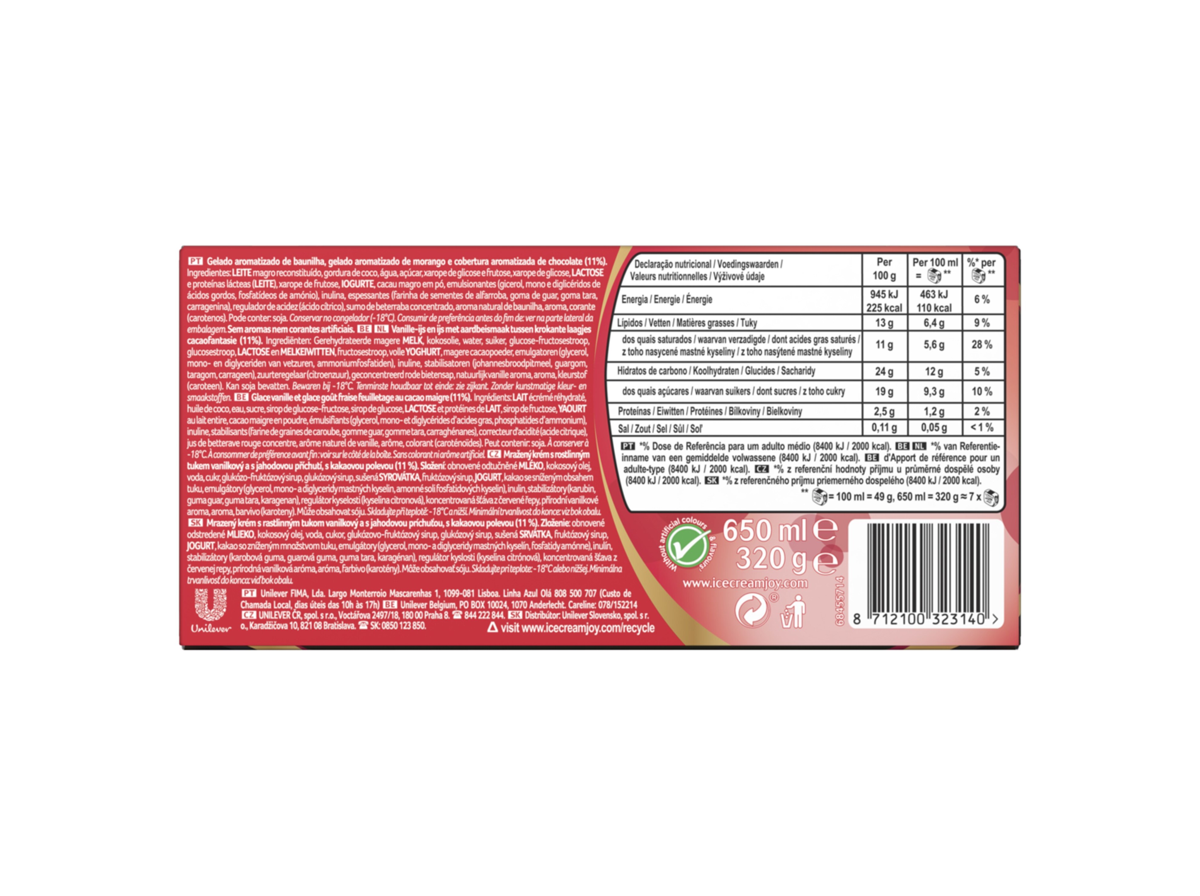GELADO VIENNETTA MORANGO 650ML