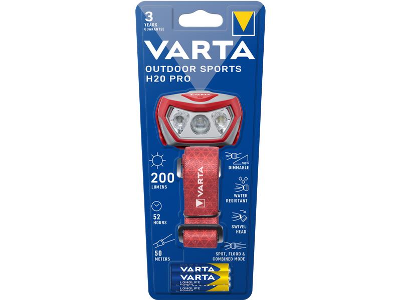 Varta Stirnlampe Outdoor Sports H20 Pro Rot Kopflampe