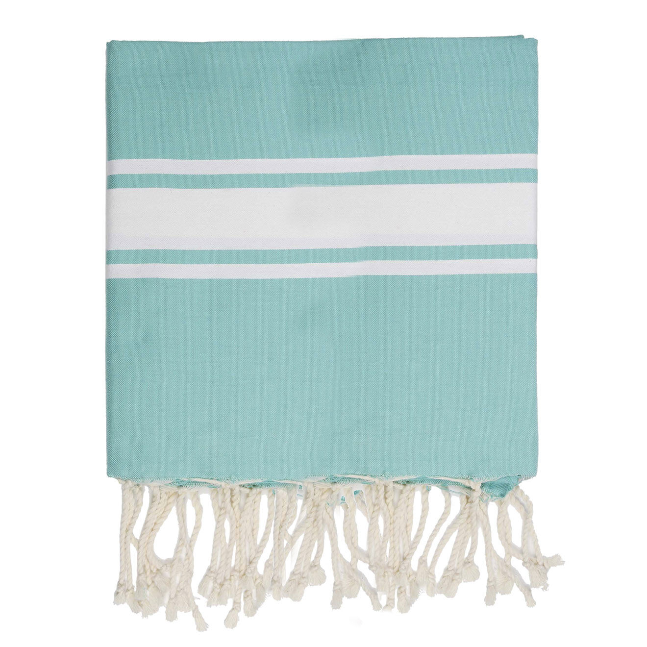Febronie Fouta Famiglia XXL St Tropez Rayure Classique vert turquoise - 200x200 cm