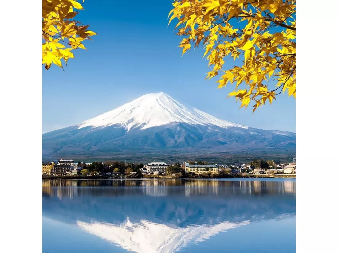 Tableau bois mont fuji et lac 4 - 120 x 80 cm
