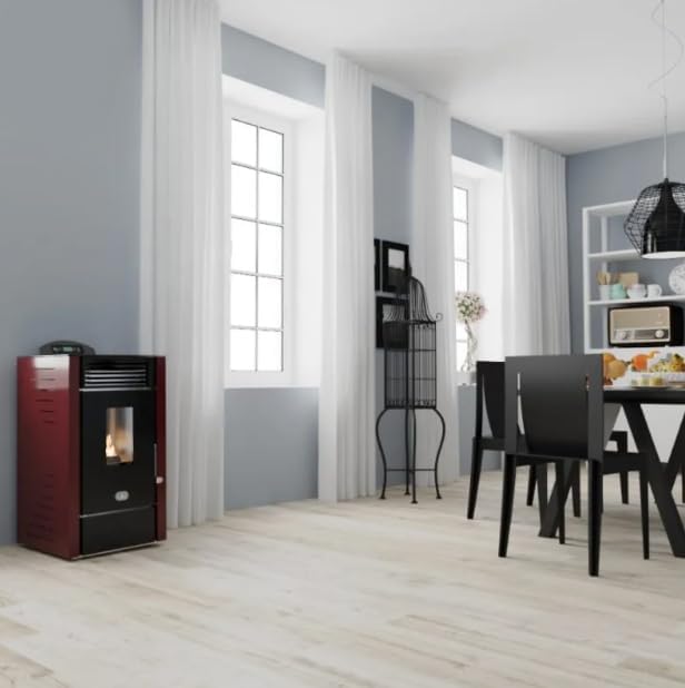 STUFE A PELLET ITALIA California 8 KW | Pelletöfen Effizienz 91% Heizt 70m² Autonomie 20 Std. Programmierbar 5 Geschwindigkeiten und Leistungsstufen Kompaktes Design 24 Monate Garantie Rot