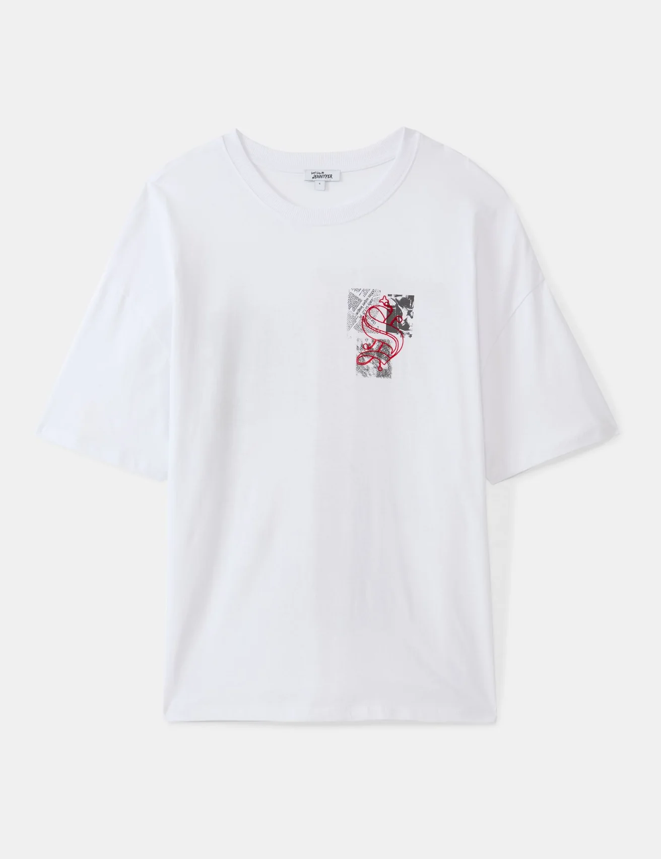 T-shirt oversize à motif journal blanc