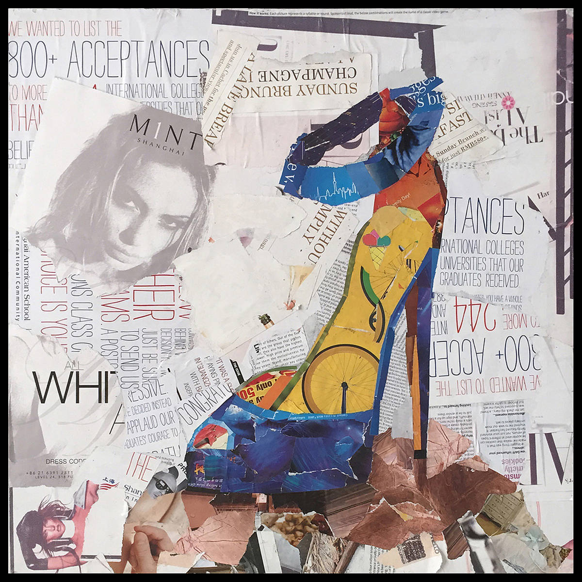 Wandbild - High Heel I - multicolor - Handarbeit - 52x52 cm