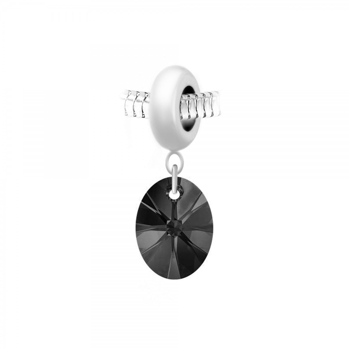 Charm perle en acier SC Crystal orné de Cristaux scintillants
