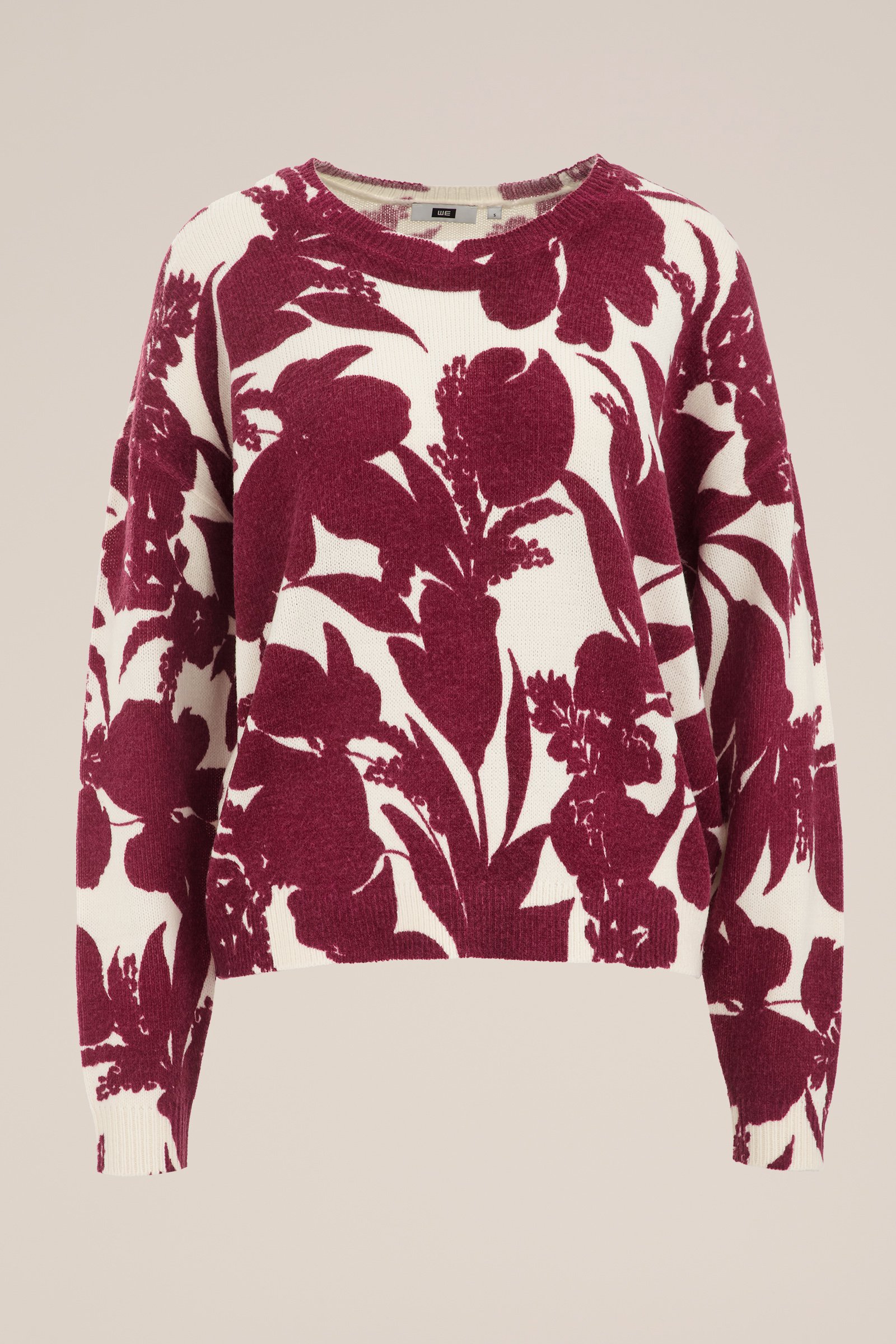 trui met dessin WE Fashion Donkerrood