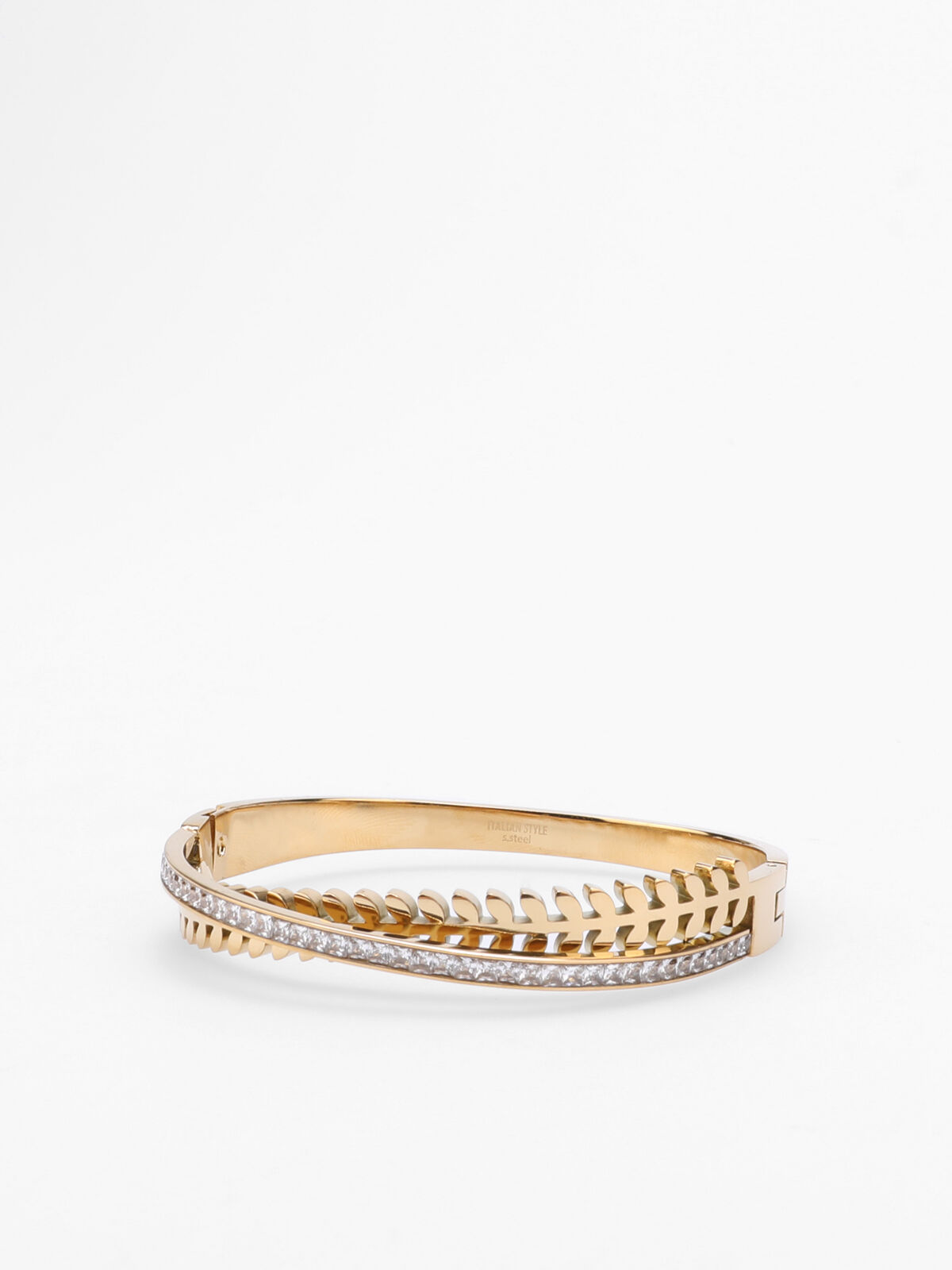 Bracelet croisé avec épis et strass- Doré
