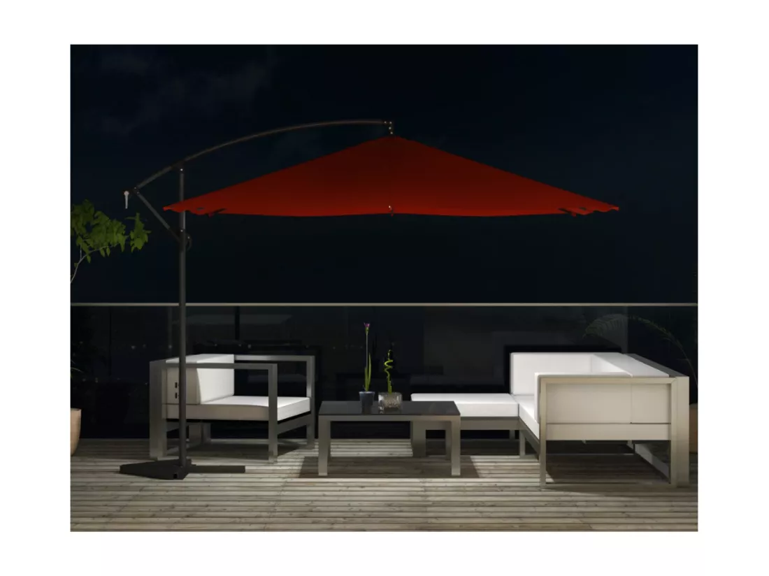 Parasol LED déporté carré 3x3m terracotta SOLENZARA LED