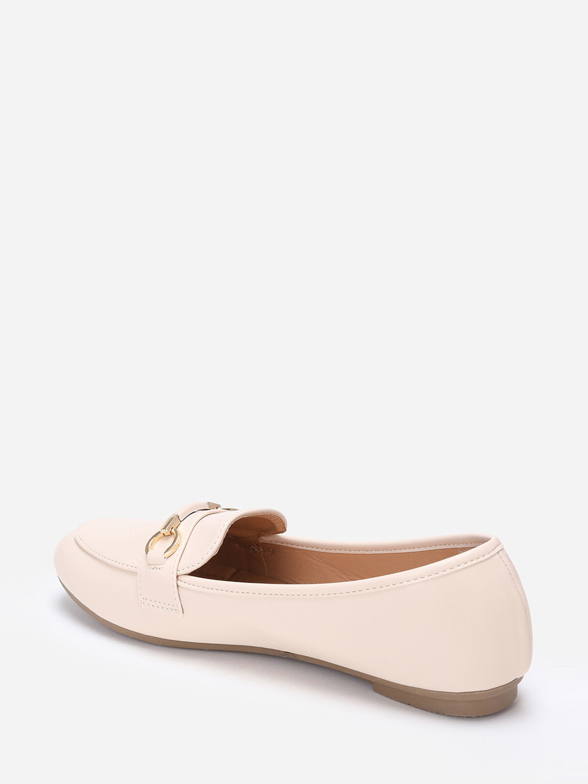 Mocassins arrondis à bride- Beige