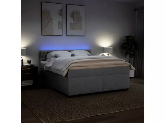 Sommier à lattes de lit avec matelas Gris clair 180x200cm Tissu