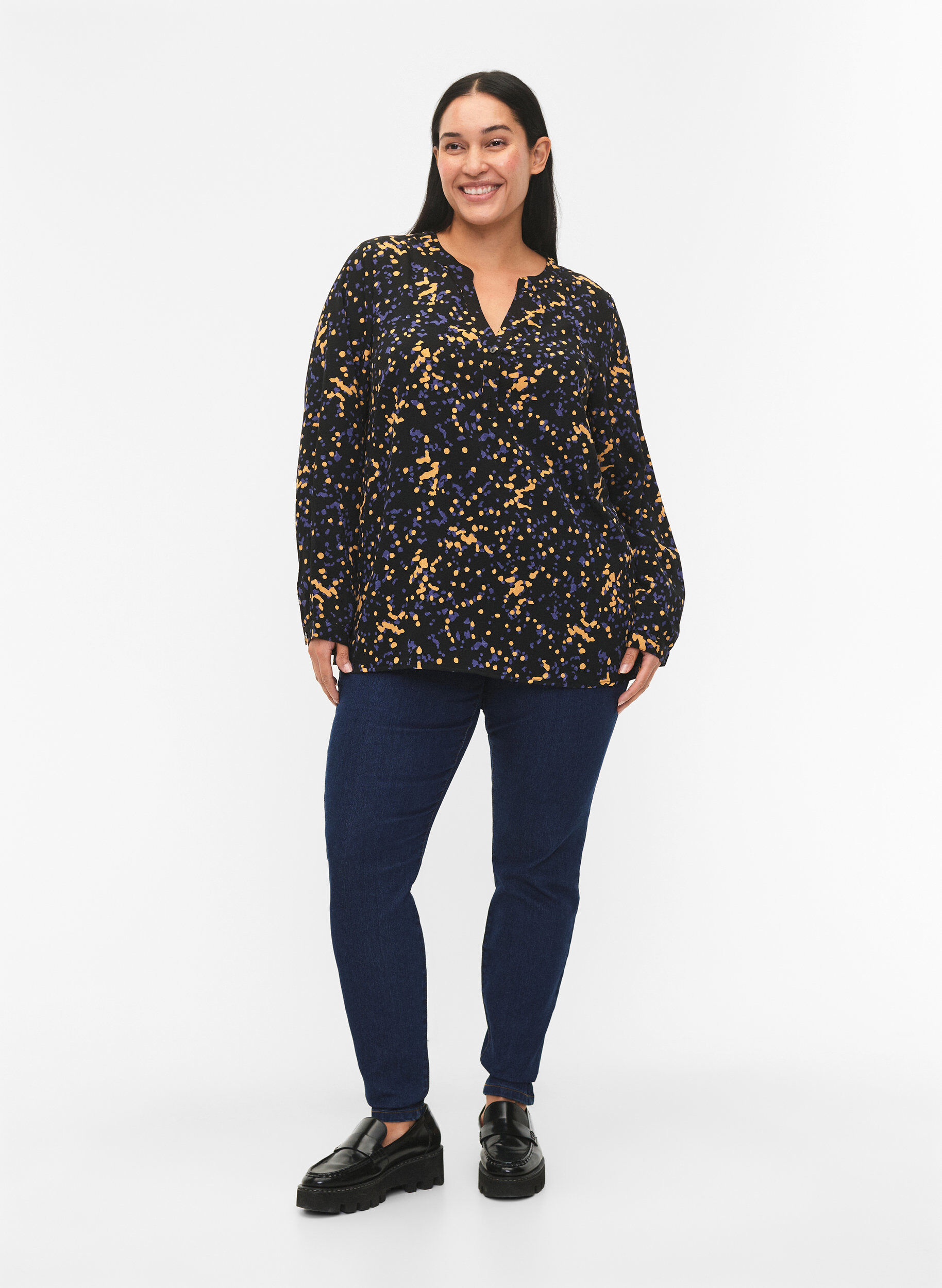 FLASH - Langærmet bluse med print