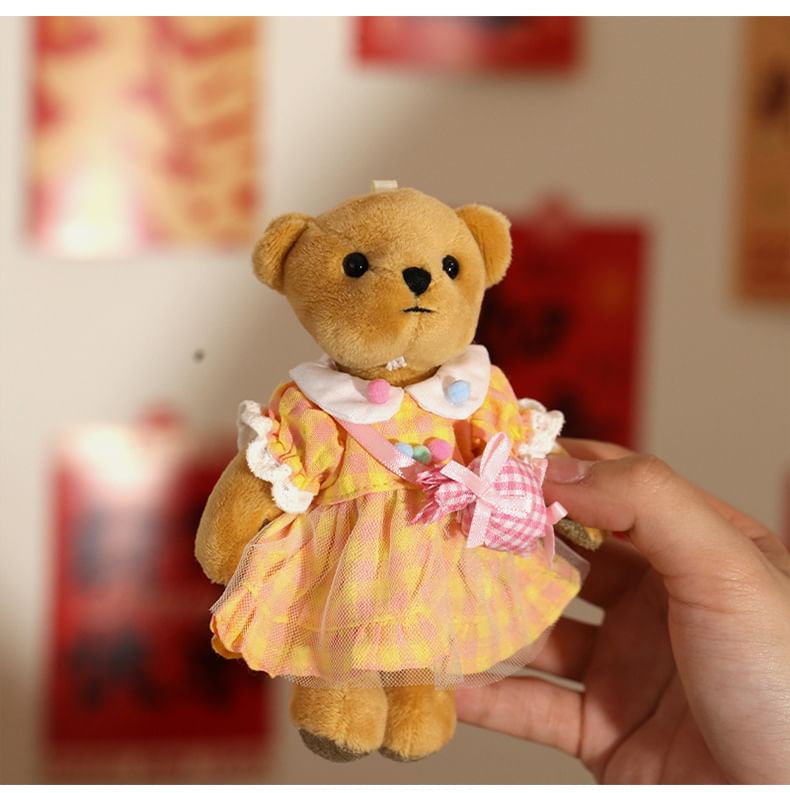 Radrabbit - Poppenkleertjes met lint en ruitjesjurk - 12 cm