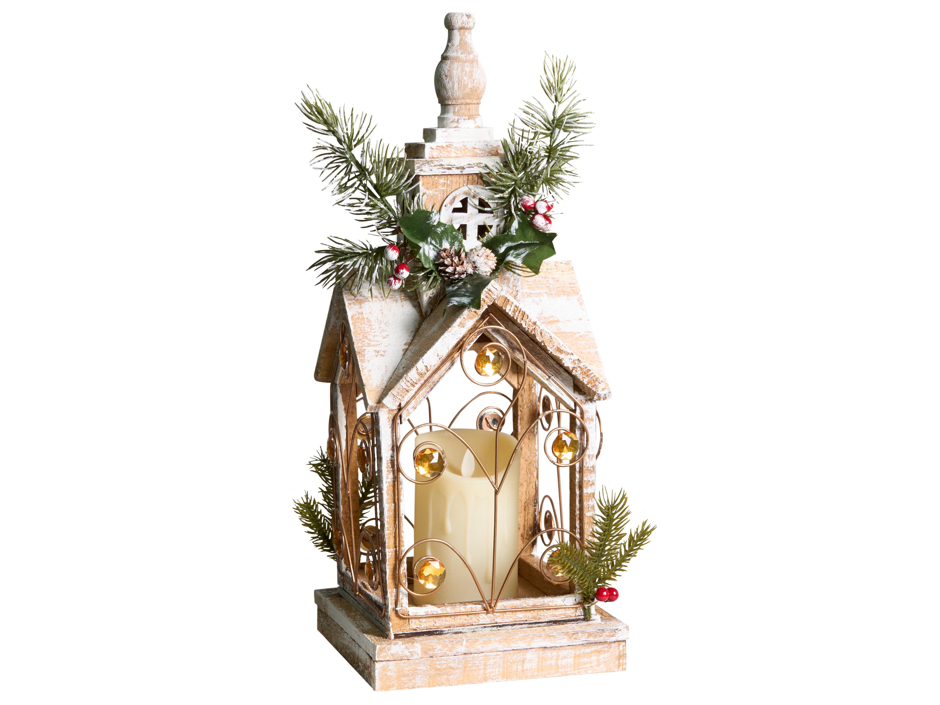 LED lantaarn SYVANSI Kerstpatroon 46 cm Lichtbruin