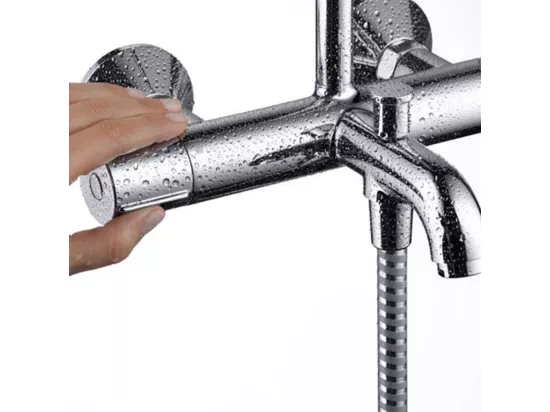 Colonne bain douche thermostatique HANSGROHE Vernis Shape 230 chromée + nettoyant Briochin
