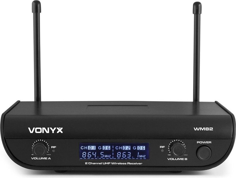 Draadloze microfoon - Vonyx WM82 draadloze microfoonset UHF met twee handmicrofoons
