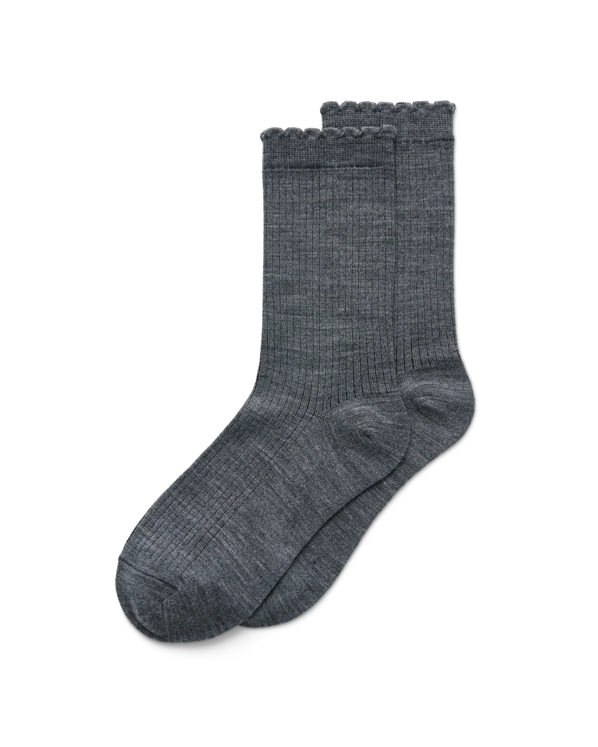 ECCO Hygge Femme Mid-Cut Damen Halbhohe gerippte Socken Grau