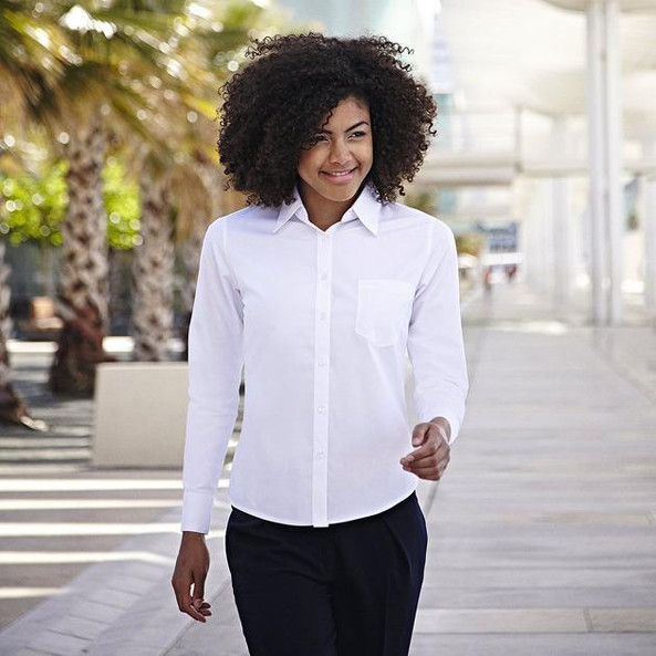 Fruit of the Loom SS012 - Chemise popeline à manches longues femme