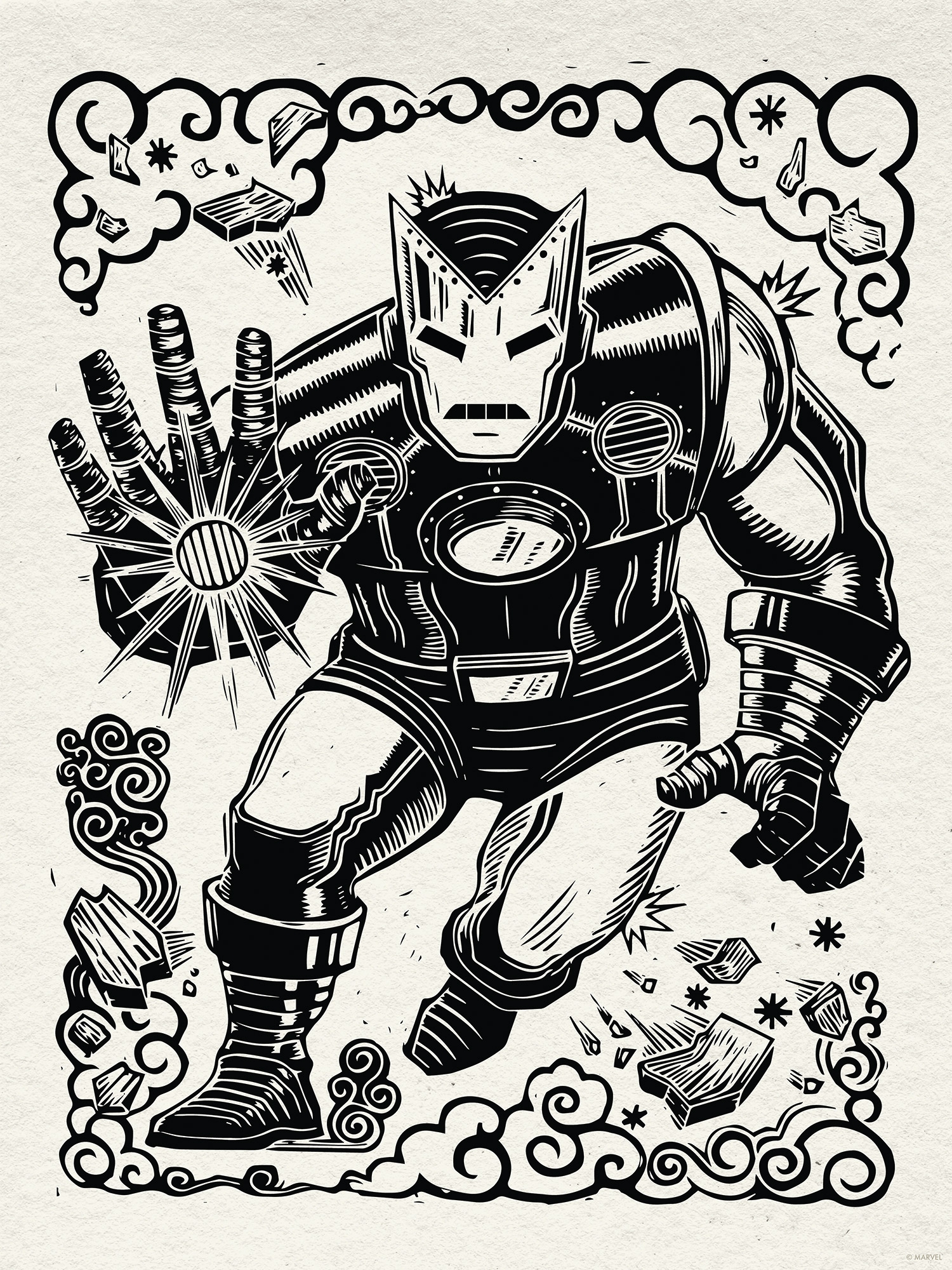 Komar Wandbild »Marvel Iron Man Lino-Cut« Disney Set, 1 Stk. tlg. 30 x 40 cm (Breite x Höhe) - Kinderzimmer, Dekoration