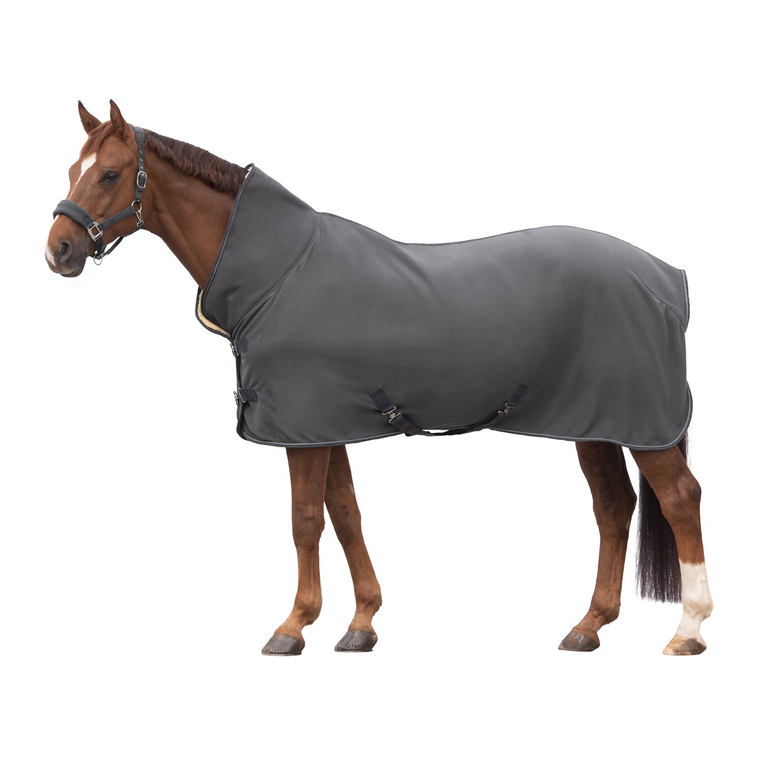 Cheval de Luxe Abschwitzdecke Lae mit Fellkragen  - grey