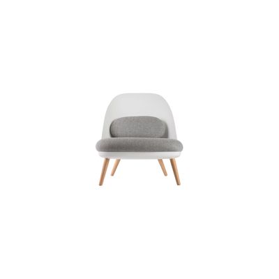 Fauteuil COCOON - Pied en hêtre massif - gris et blanc