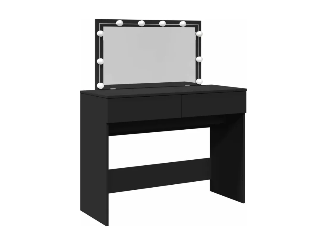 Coiffeuse avec LED noir 100x40x120 cm