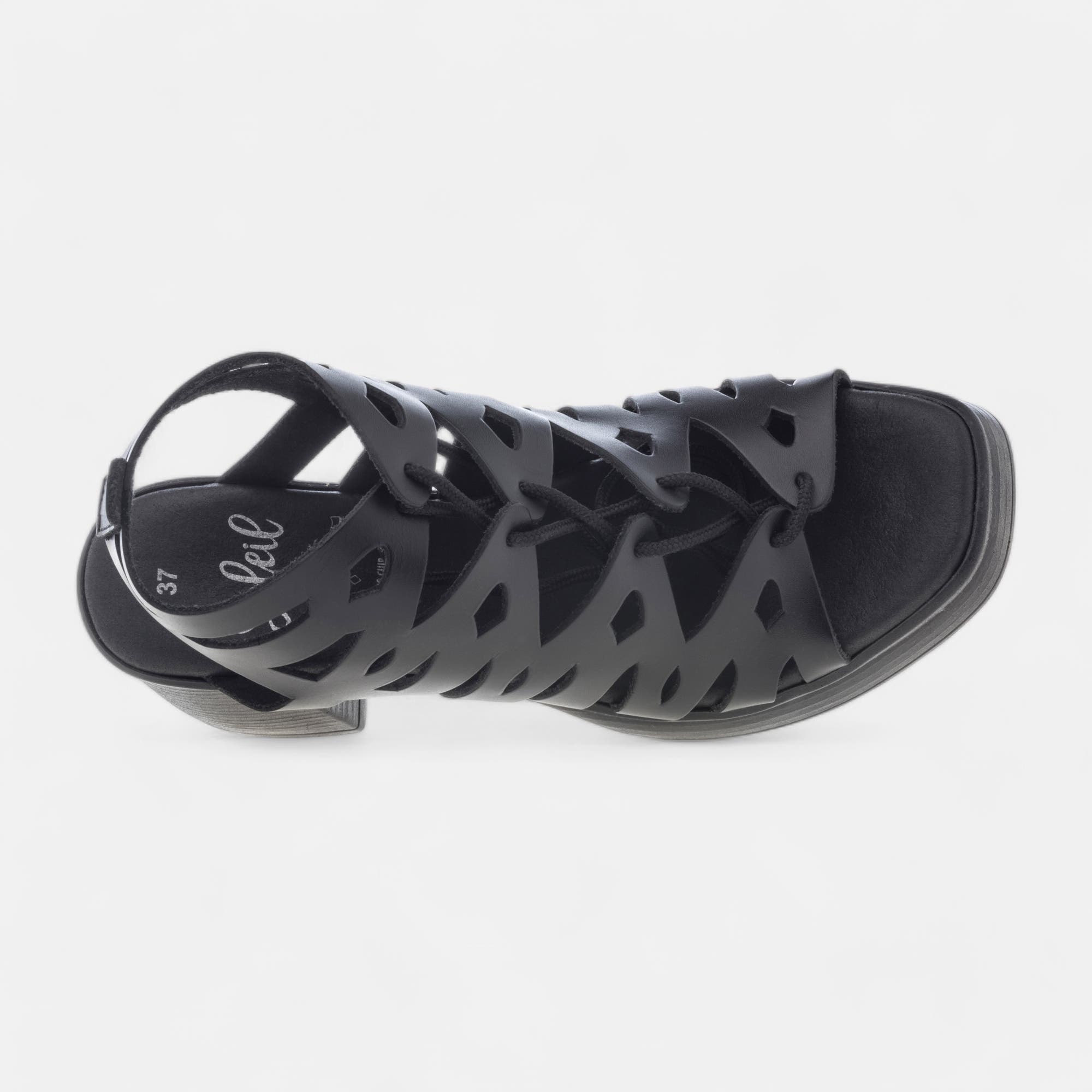 Nu-pieds à talon Femme en cuir noir