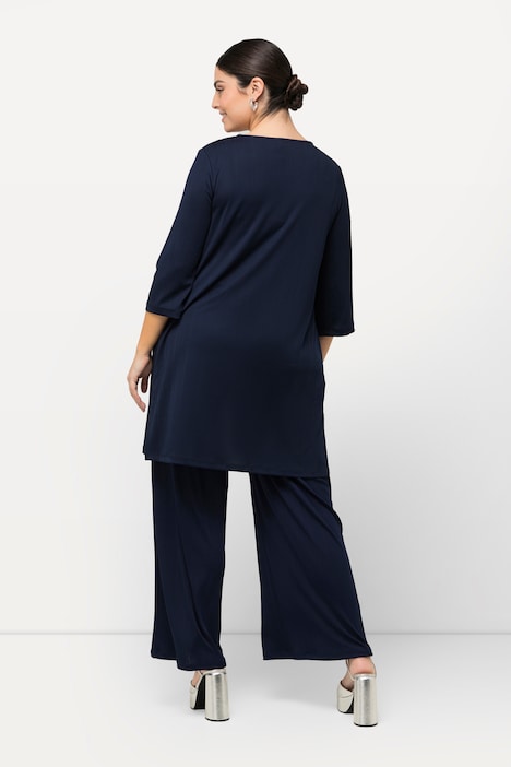 Longjacke, Rippjersey, offene Form, V-Ausschnitt