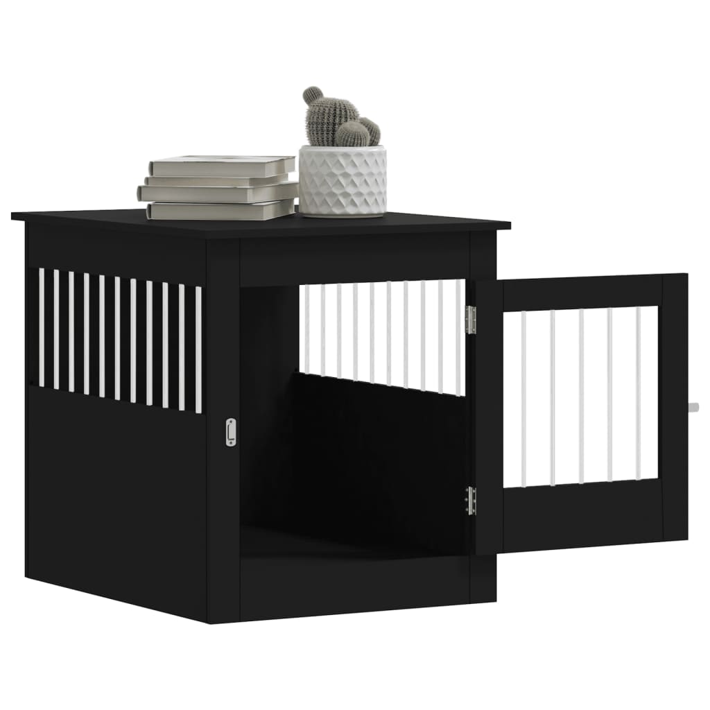 Meuble de cage pour chiens noir 64,5x80x71 cm bois d'ingénierie