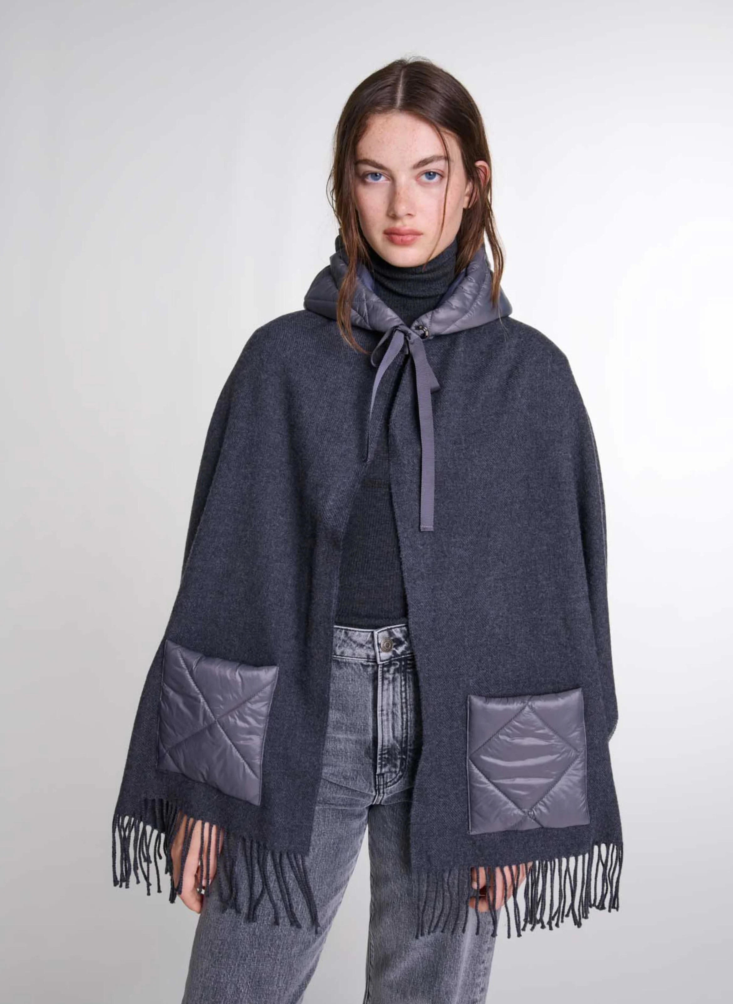 Echarpe à capuche en laine | Gris