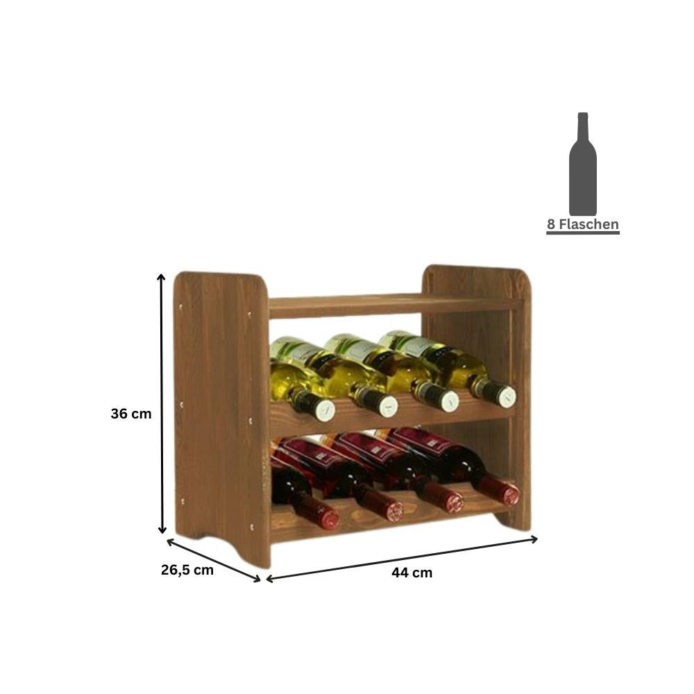 PROREGAL Wijnrek Pinot Vine C HxBxD 36 x 44 x 26,5 cm 8 Flessen Massief grenenhout Bruin Geolied