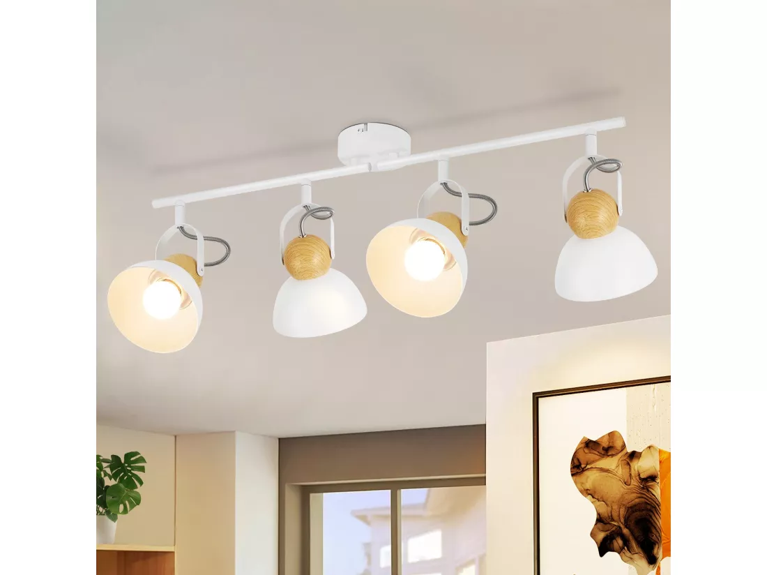 NETTLIFE Spot de plafond vintage noir E27 orientable 350° lampe de couloir rétro métal industriel orientable