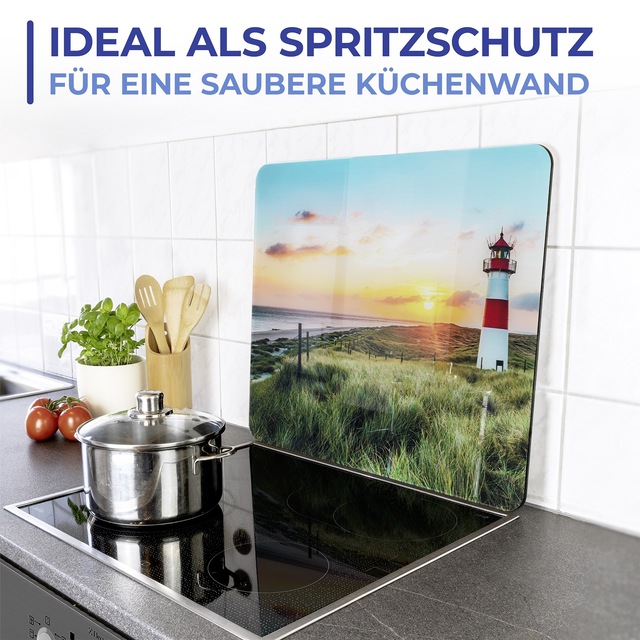 Maximex Schneide- und Abdeckplatte »Modell Leuchtturm« Spritzschutz, Herdblende, Schneidbrett, für Glaskeramik-Kochfelder