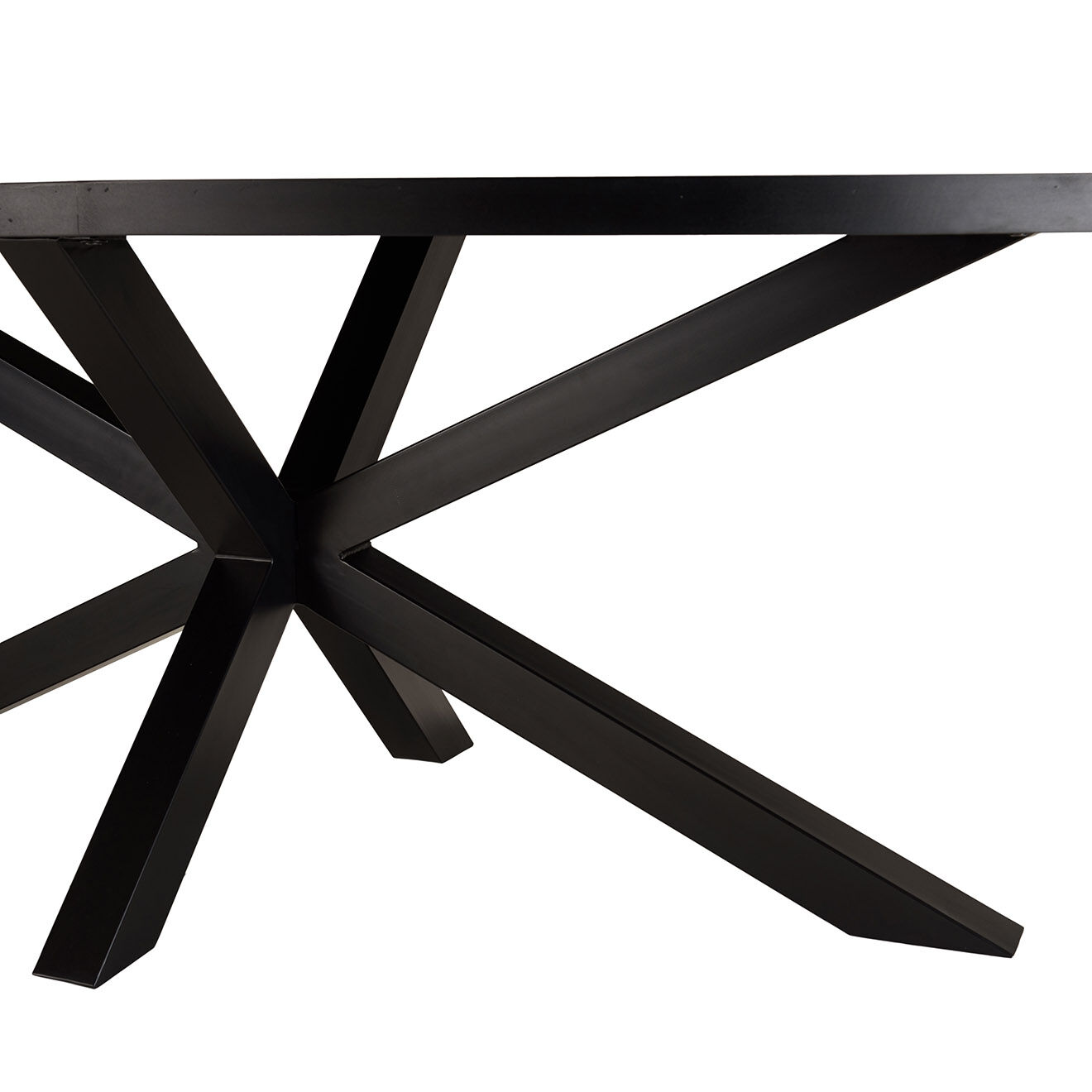 Macabane Table à manger plateau effet pierre Basile noire - 220x110x76 cm