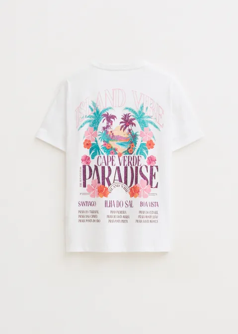 T-shirt met print Cape Verde wit (WIT)