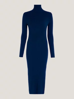 Vestido de malha midi canelado de corte justo