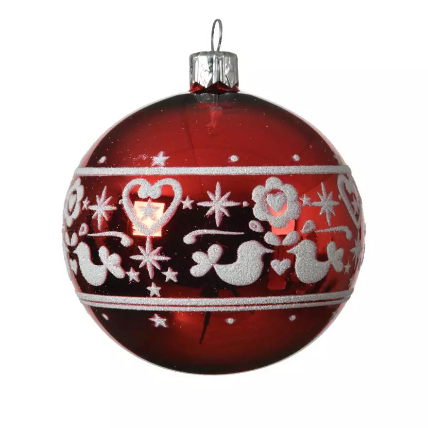 Lot de 6 boules de Noël en verre (D80 mm) Folklore Rouge