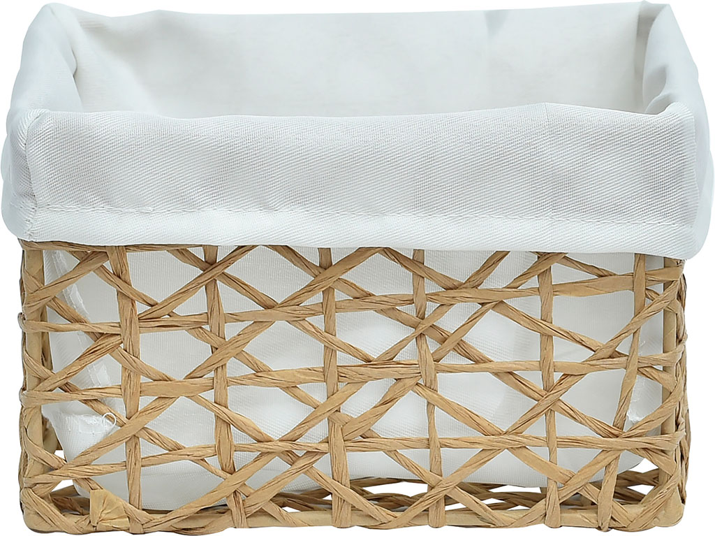Panier papier ficelle tissu crème 15x12x19cm