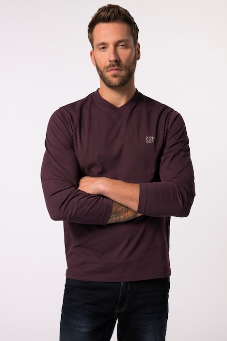 JP 1880 Langarmshirt, Basic, Langarm, V-Ausschnitt, bis 8 XL