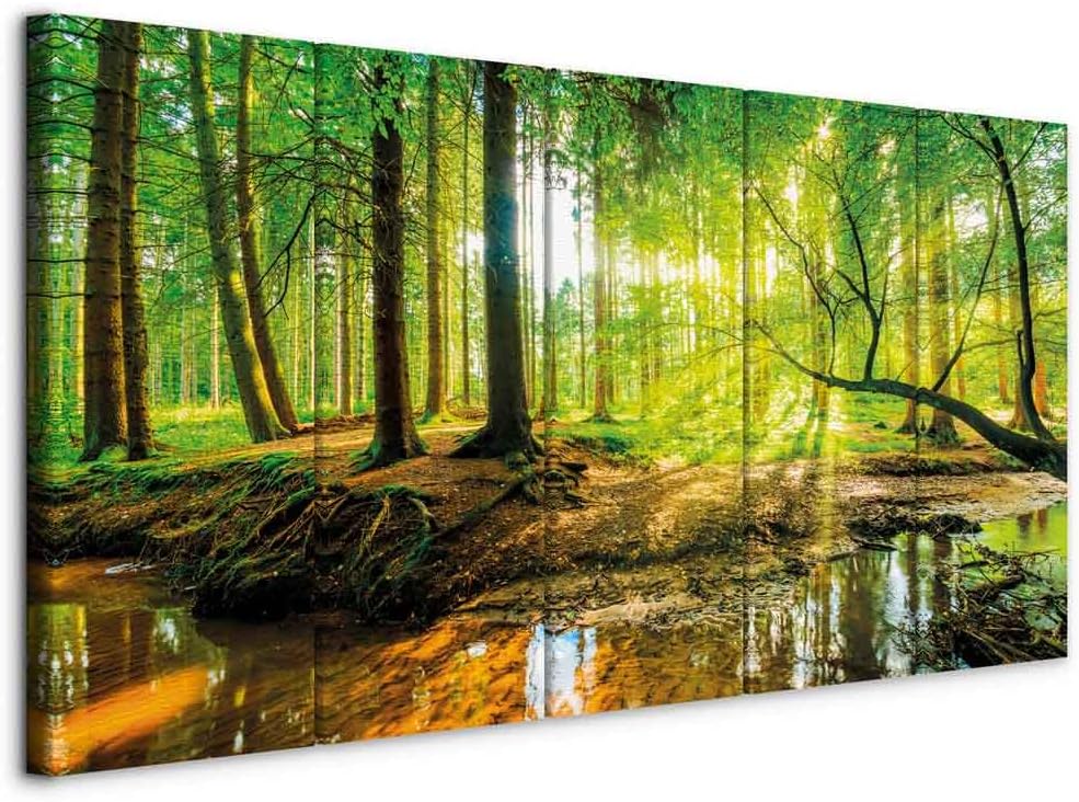 B&D XXL - Akustikbild Wald 225x90 cm 5 tlg Bilder Akustikschaum Schallschutz Kunst Akustikpaneele Wandpaneele Schalldämmung Wandbild Schallabsorber Akustikplatten Landschaft Natur c-B-0241-b-m