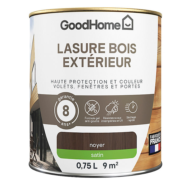 Lasure extérieure noyer satin 8 ans GoodHome 750ml