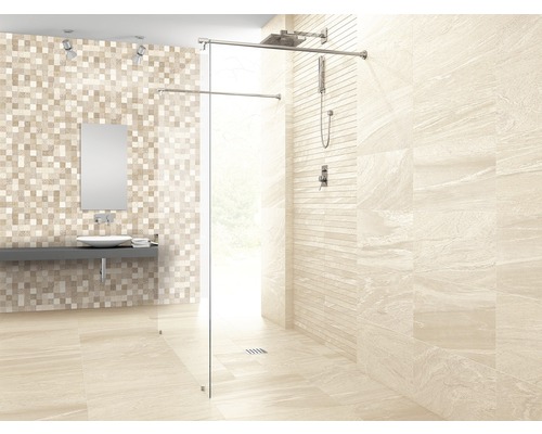 Porseleinen wand- en vloertegel Sahara antislip crème 32 x 62,5 cm