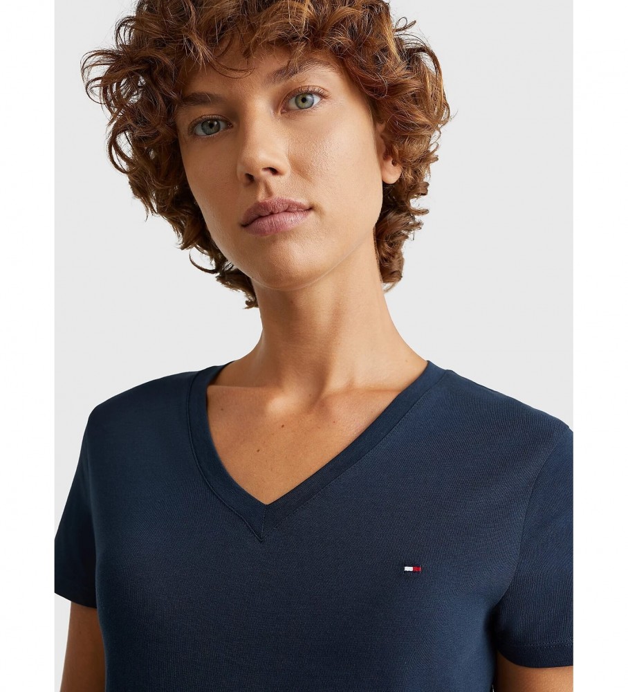 Camiseta Tommy Hilfiger Heritage com decote em V, azul marinho