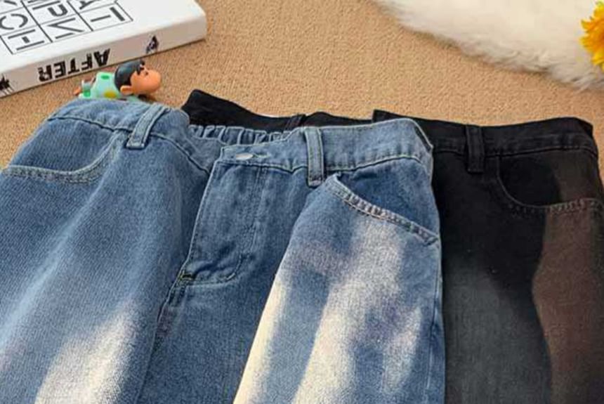 Fushet - Gewassen denim shorts met elastische taille