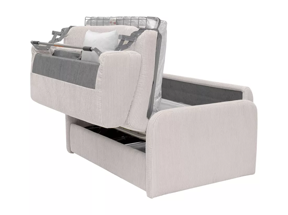 Fauteuil convertible express en velours côtelé beige - Couchage 70 cm - NADOA