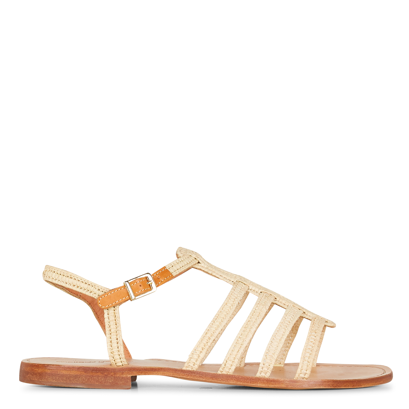 RAFFY - Sandales plates en raphia | Beige